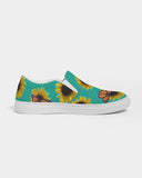 Sunflower and Monarch Green Background Women's Slip-On Canvas Shoe