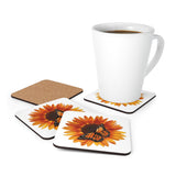 Sunflower and Monarch Corkwood Coaster Set