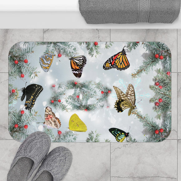 Butterfly Christmas Bath Mat