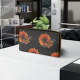 Monarch and Sunflower Zipper Wallet v2 Black