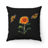Sunflower and Monarchs Spun Polyester Square Pillow