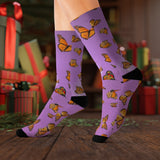 Purple monarch butterfly socks