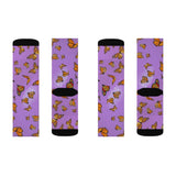 Purple monarch butterfly socks