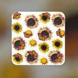 Sunflowers and Monarchs Corkwood Coaster Set