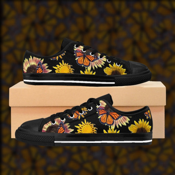 Canvas Sneakers, Sunflowers and Monarchs Women's Sneakers