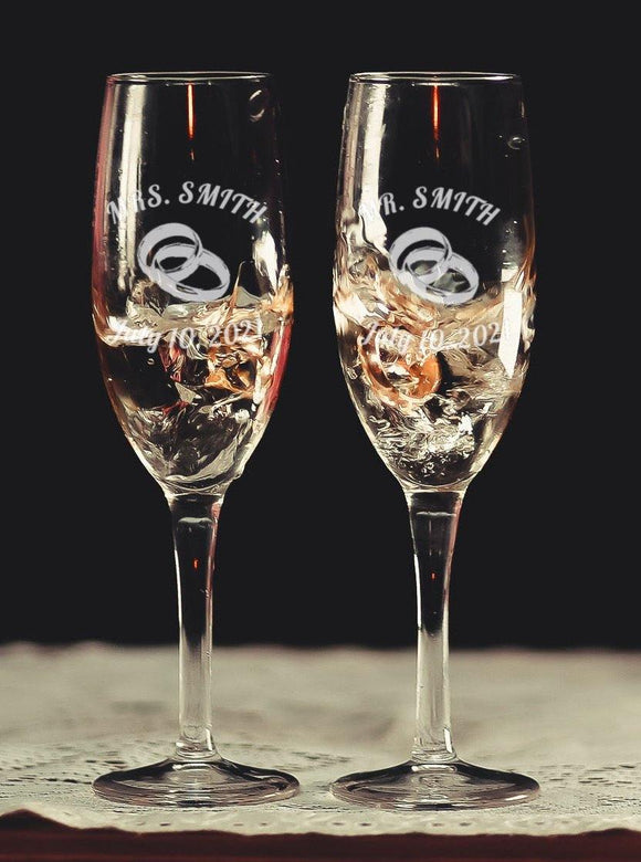 Bride and Groom Champagne Flutes - Inspired Passion Productions
