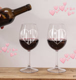 Valentine Wine glass, Butterflies, Flowers, & Hearts