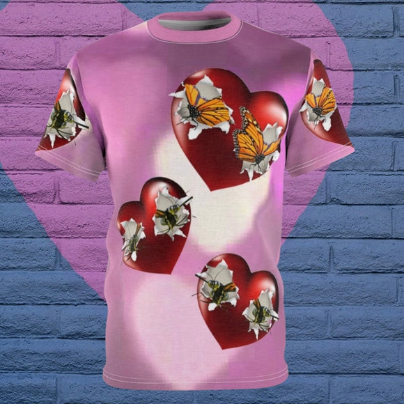 Monarch Hearts Valentine Unisex Full print Tee