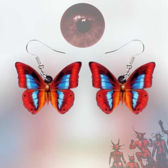 Red, Orange, and Blue Butterfly Earring