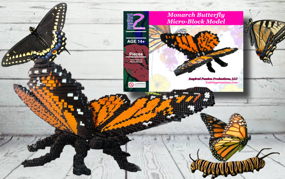 Monarch Butterfly Micro-Block Brick Model, Designed and Packaged in USA