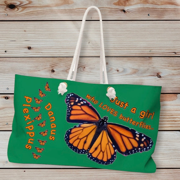 Monarch Butterfly Weekender Bag green