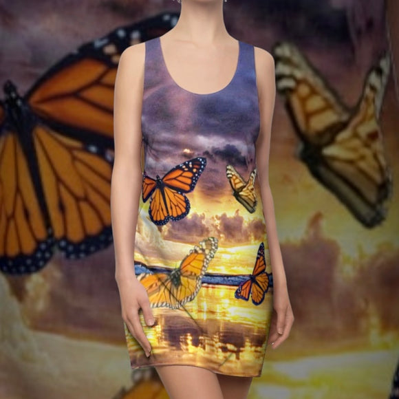 Monarchs and sunset Racerback Dress