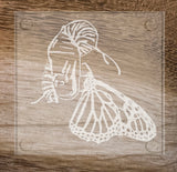 Monarch life cycle Coasters, etched glass