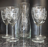 Monarch Butterfly Wine Glass and Carafe Set