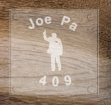 Joe Pa Hand Etched Glass Coaster Set