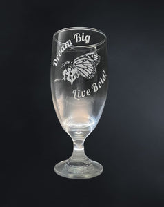 Goblet etched glass Monarch Butterfly