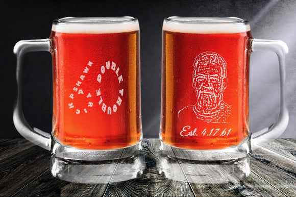 Personalize Large Glass Beer Steins - hand etched - Inspired Passion Productions