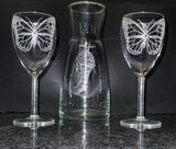 Monarch Butterfly Wine Glass and Carafe Set