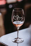 Valentine Wine glass, Butterflies, Flowers, & Hearts