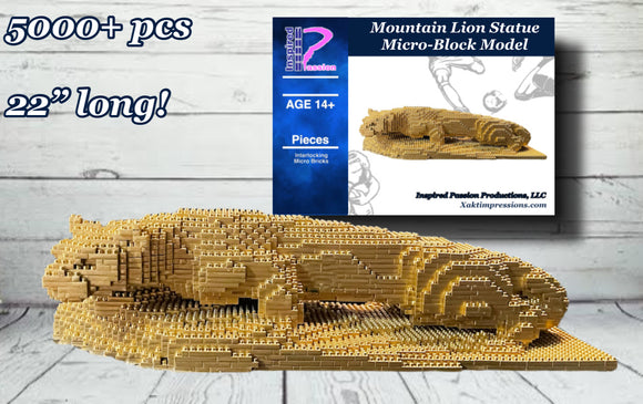 Lion Statue Micro-Block Kit; Micro-Block Brick Model, Designed and Packaged in USA