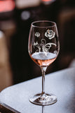 Valentine Wine glass, Butterflies, Flowers, & Hearts