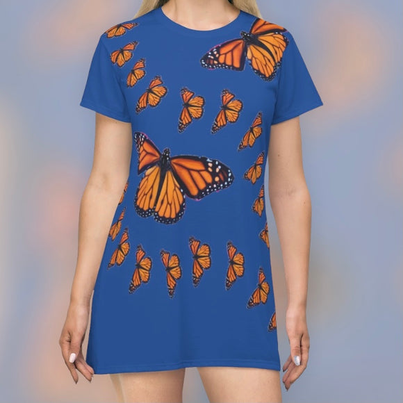 Monarch Butterfly  Print T-Shirt Dress FREE SHIPPING