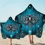 BeddingOutlet Death Moth Wearable Bath Towel Gothic Skull Hooded Towel Butterfly Beach Wrap Towel Blue Stars Microfiber Toalla