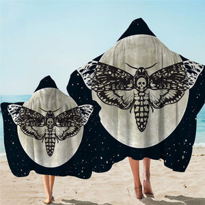 BeddingOutlet Death Moth Wearable Bath Towel Gothic Skull Hooded Towel Butterfly Beach Wrap Towel Blue Stars Microfiber Toalla