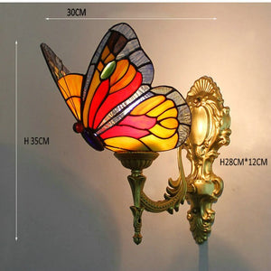 Wall Lamp, Butterfly Stained Glass and Sconce Design