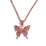 Big Butterfly Pendant Necklace Rhinestone