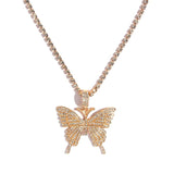 Big Butterfly Pendant Necklace Rhinestone