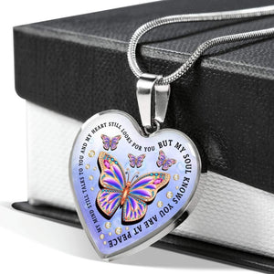 Heart Shaped Butterfly Pendant - Remembrance Necklace