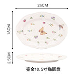 Vintage Gilt Garden Butterfly Ceramic Dinner Plate Dish Rice Salad Soup Bowl Dessert Plate Spoon Korean Dinnerware Set Crockery