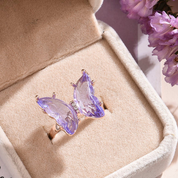 Clear Gemstone Butterfly Ring