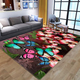 Nordic 3D Dream Butterfly Carpets for Living Room Bedroom Area Rugs Cartoon Animal Kids Play Mat Soft Flannel Memory Foam Carpet