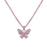 Big Butterfly Pendant Necklace Rhinestone