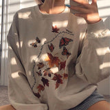 Round Neck Sweatshirt, Featuring Monarch Butterfly