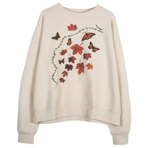 Round Neck Sweatshirt, Featuring Monarch Butterfly