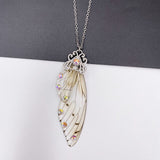 Fairy Clear Resin Butterfly Necklaces for Women Charm Gold Color Metal Rhinestones Flake Transprent Choker Pendant Cnecklace