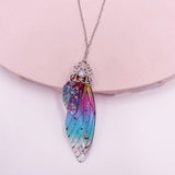 Fairy Clear Resin Butterfly Necklaces for Women Charm Gold Color Metal Rhinestones Flake Transprent Choker Pendant Cnecklace