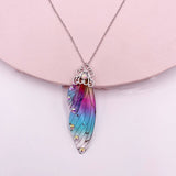 Fairy Clear Resin Butterfly Necklaces for Women Charm Gold Color Metal Rhinestones Flake Transprent Choker Pendant Cnecklace