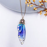 Fairy Clear Resin Butterfly Necklaces for Women Charm Gold Color Metal Rhinestones Flake Transprent Choker Pendant Cnecklace