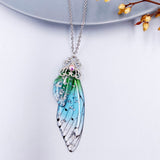 Fairy Clear Resin Butterfly Necklaces for Women Charm Gold Color Metal Rhinestones Flake Transprent Choker Pendant Cnecklace