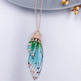 Fairy Clear Resin Butterfly Necklaces for Women Charm Gold Color Metal Rhinestones Flake Transprent Choker Pendant Cnecklace