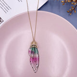 Fairy Clear Resin Butterfly Necklaces for Women Charm Gold Color Metal Rhinestones Flake Transprent Choker Pendant Cnecklace