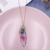 Fairy Clear Resin Butterfly Necklaces for Women Charm Gold Color Metal Rhinestones Flake Transprent Choker Pendant Cnecklace