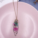 Fairy Clear Resin Butterfly Necklaces for Women Charm Gold Color Metal Rhinestones Flake Transprent Choker Pendant Cnecklace