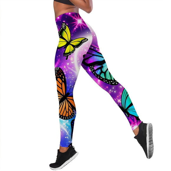 Women Leggings Beautiful Butterfly High Waist