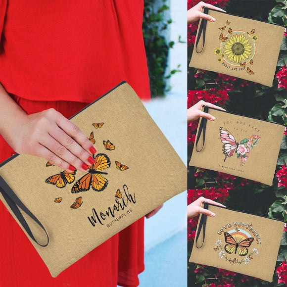 Butterfly Zipper Clutches/Cosmetic Bags