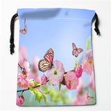New Custom flowers butterfly Drawstring Bag Organizer Storage Bags Printed Receive Bag Compression Type Bags 18X22cm